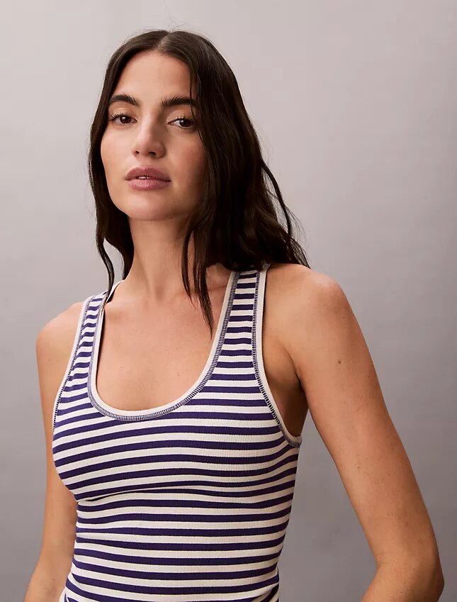 Baumwoll-Tanktop mit Konturrippbündchen Baumwoll-Tanktop mit Konturrippbündchen