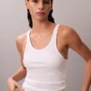 Baumwoll-Tanktop mit Konturrippbündchen