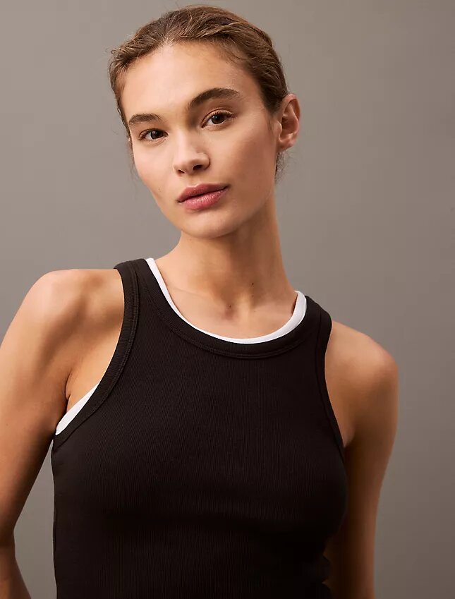 Baumwoll-Tanktop mit Konturrippbündchen Baumwoll-Tanktop mit Konturrippbündchen