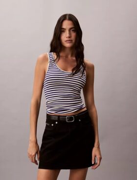 Baumwoll-Tanktop mit Konturrippbündchen