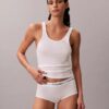 Baumwoll-Tanktop mit Konturrippbündchen