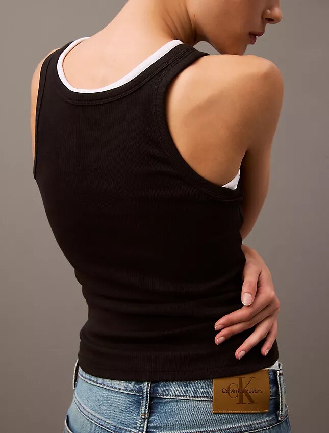 Baumwoll-Tanktop mit Konturrippbündchen Baumwoll-Tanktop mit Konturrippbündchen