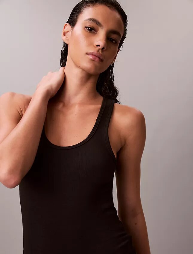 Baumwoll-Tanktop mit Konturrippbündchen Baumwoll-Tanktop mit Konturrippbündchen