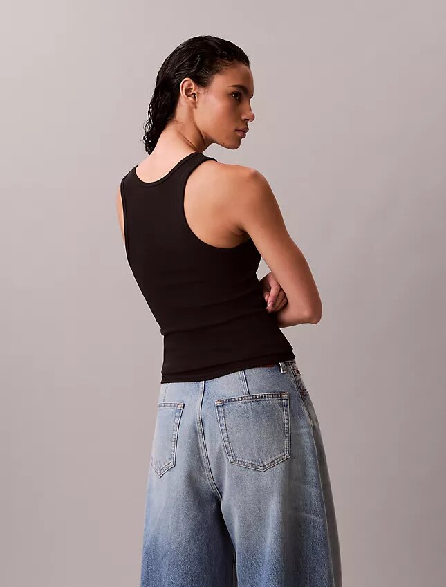 Baumwoll-Tanktop mit Konturrippbündchen Baumwoll-Tanktop mit Konturrippbündchen
