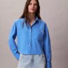 Baumwollpopeline, kurzes, kastenförmiges Button-Down-Hemd Baumwollpopeline, kurzes, kastenförmiges Button-Down-Hemd