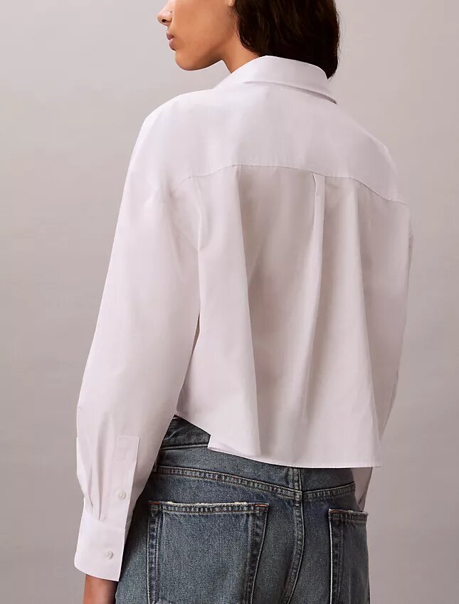 Baumwollpopeline, kurzes, kastenförmiges Button-Down-Hemd Baumwollpopeline, kurzes, kastenförmiges Button-Down-Hemd
