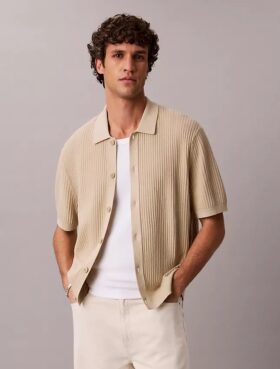 Baumwollpullover mit Knopfleiste