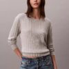 Baumwollpullover mit Zopfmuster