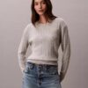 Baumwollpullover mit Zopfmuster