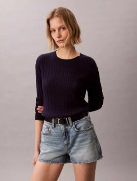 Baumwollpullover mit Zopfmuster