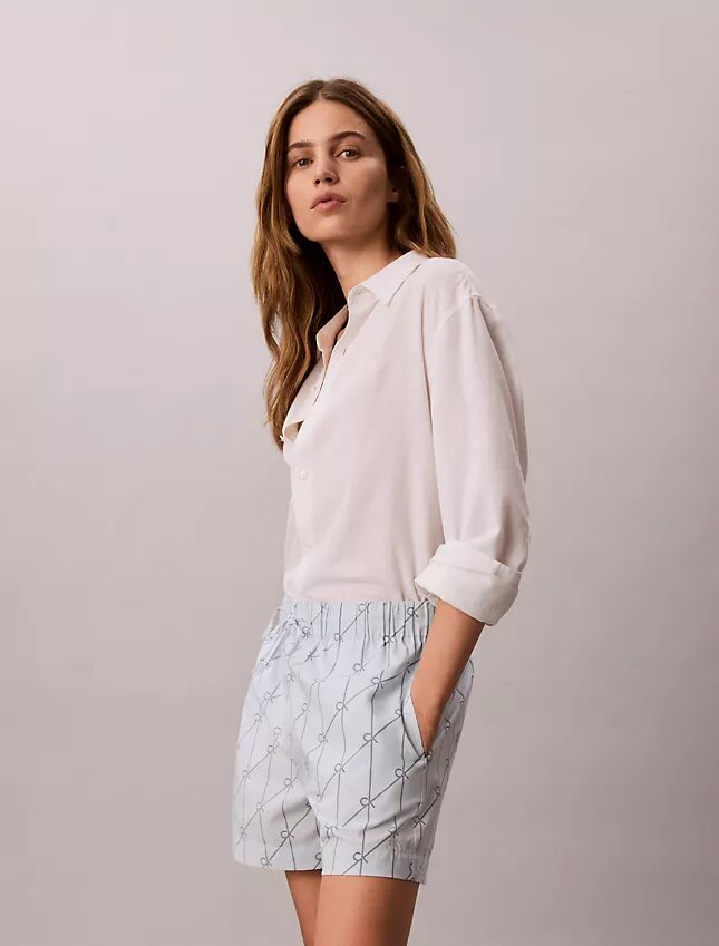 Bedruckte Shorts aus Baumwollpopeline Bedruckte Shorts aus Baumwollpopeline
