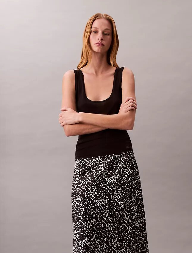 Bedruckter Midi-Rock aus Satin Bedruckter Midi-Rock aus Satin