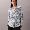 Bedrucktes, locker sitzendes Utility Shirt mit Knopfleiste