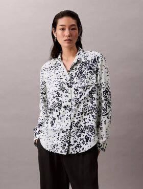 Bedrucktes, locker sitzendes Utility Shirt mit Knopfleiste