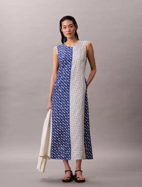 Bedrucktes Midi-Kleid aus Viskose-Twill