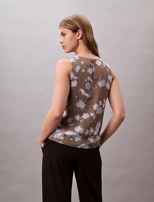 Bedrucktes, ärmelloses Chiffon-Oberteil Bedrucktes, ärmelloses Chiffon-Oberteil