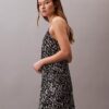 Bedrucktes Satin-Mini-Slip-Kleid