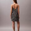 Bedrucktes Satin-Mini-Slip-Kleid