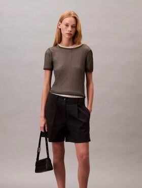 Bermudashorts aus Cotton Stretch-Twill mit Falten