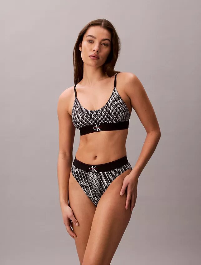 Bikini mit hoher Taille aus Microfiber-Stretch mit grafischem Monogram Bikini mit hoher Taille aus Microfiber-Stretch mit grafischem Monogram
