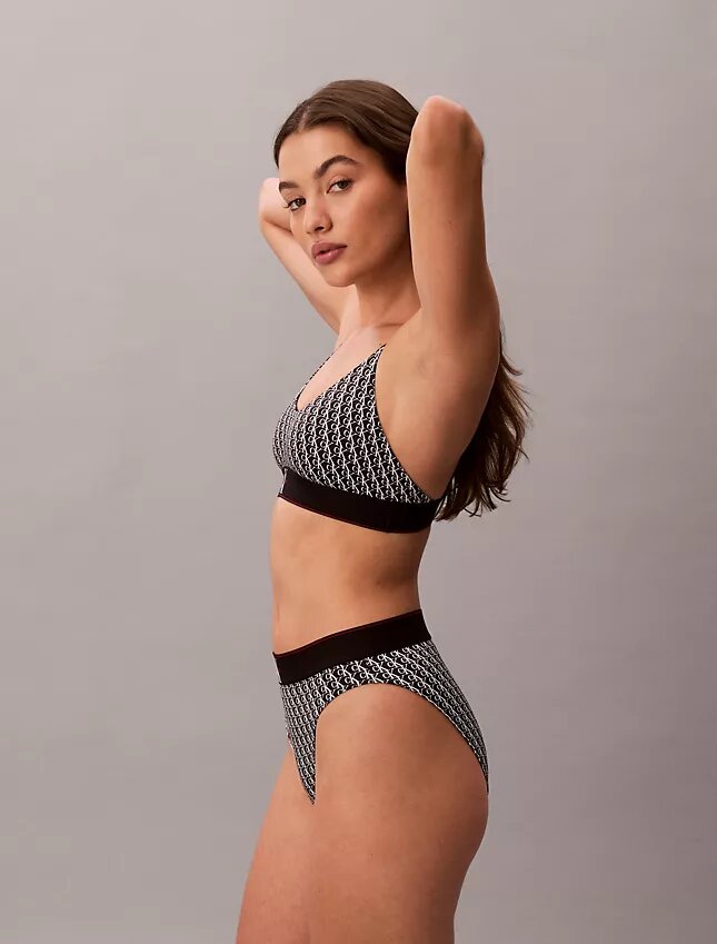 Bikini mit hoher Taille aus Microfiber-Stretch mit grafischem Monogram Bikini mit hoher Taille aus Microfiber-Stretch mit grafischem Monogram