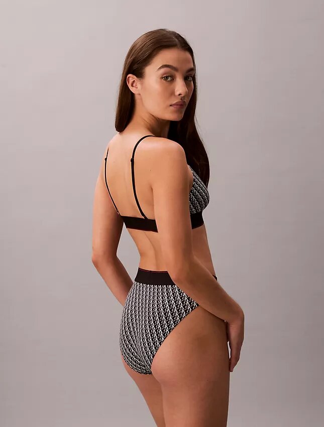 Bikini mit hoher Taille aus Microfiber-Stretch mit grafischem Monogram Bikini mit hoher Taille aus Microfiber-Stretch mit grafischem Monogram
