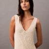 Bouclé-Rippen-Midi-Kleid ohne Ärmel Bouclé-Rippen-Midi-Kleid ohne Ärmel