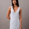 Bouclé-Rippen-Midi-Kleid ohne Ärmel Bouclé-Rippen-Midi-Kleid ohne Ärmel