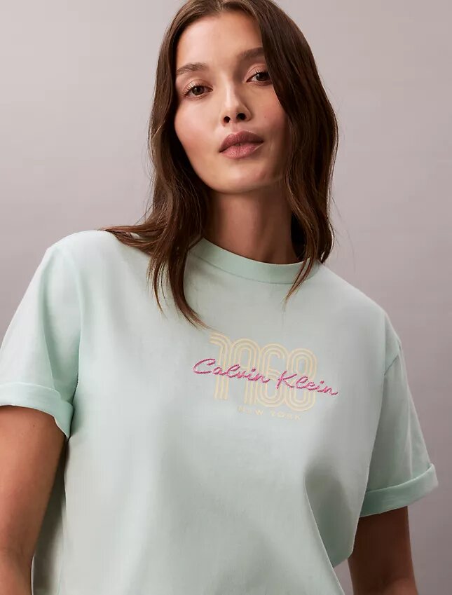 Boxy-T-Shirt mit 1968-Logo-Grafik Boxy-T-Shirt mit 1968-Logo-Grafik