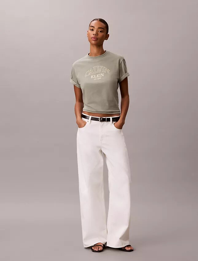 Boxy-T-Shirt mit Bogen-Logo-Grafik Boxy-T-Shirt mit Bogen-Logo-Grafik