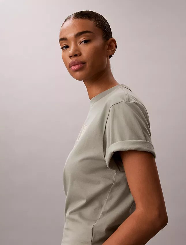 Boxy-T-Shirt mit Bogen-Logo-Grafik Boxy-T-Shirt mit Bogen-Logo-Grafik