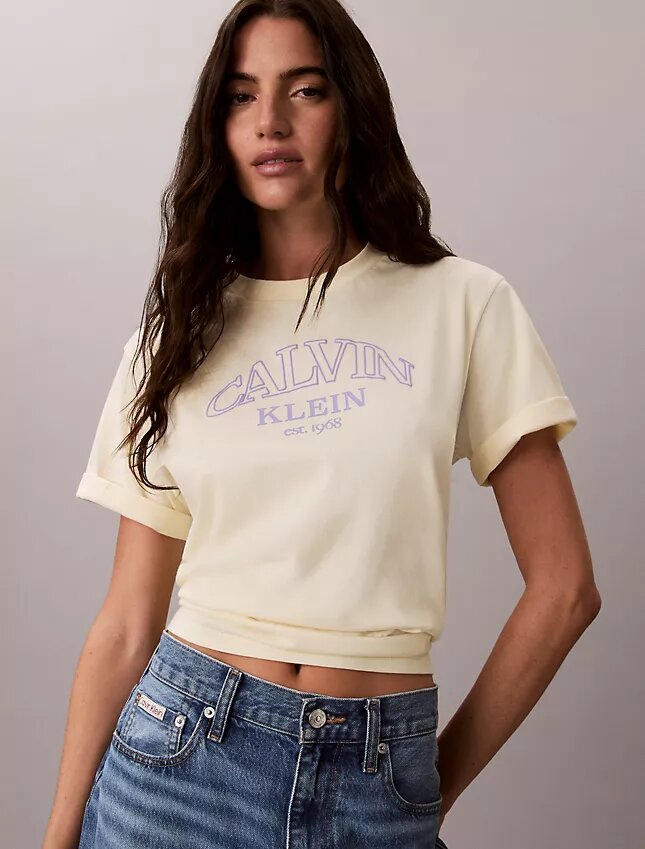 Boxy-T-Shirt mit Bogen-Logo-Grafik Boxy-T-Shirt mit Bogen-Logo-Grafik