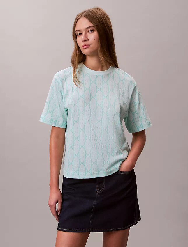 Boxy-T-Shirt mit durchgehendem Monogram Boxy-T-Shirt mit durchgehendem Monogram