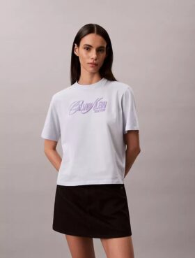 Boxy-T-Shirt mit erhabener Logo-Grafik