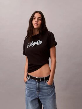 Boxy-T-Shirt mit erhabener Logo-Grafik