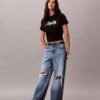 Boxy-T-Shirt mit erhabener Logo-Grafik