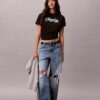 Boxy-T-Shirt mit erhabener Logo-Grafik
