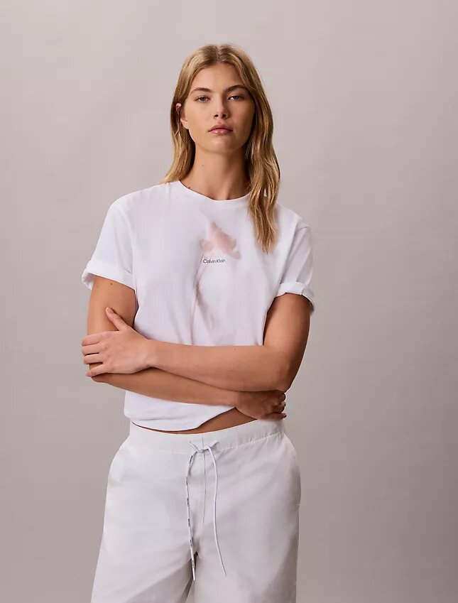 Boxy-T-Shirt mit floralem Logo-Print Boxy-T-Shirt mit floralem Logo-Print