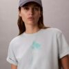 Boxy-T-Shirt mit floralem Logo-Print Boxy-T-Shirt mit floralem Logo-Print