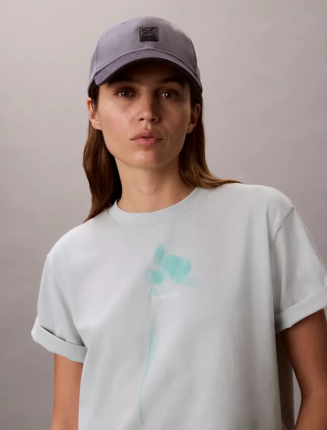 Boxy-T-Shirt mit floralem Logo-Print Boxy-T-Shirt mit floralem Logo-Print