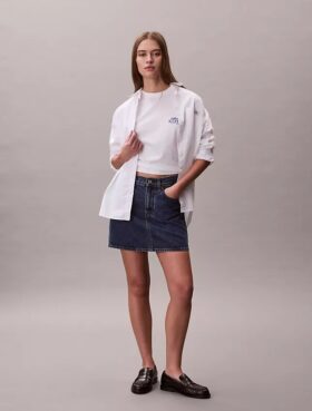 Boxy-T-Shirt mit gesticktem Logo Boxy-T-Shirt mit gesticktem Logo