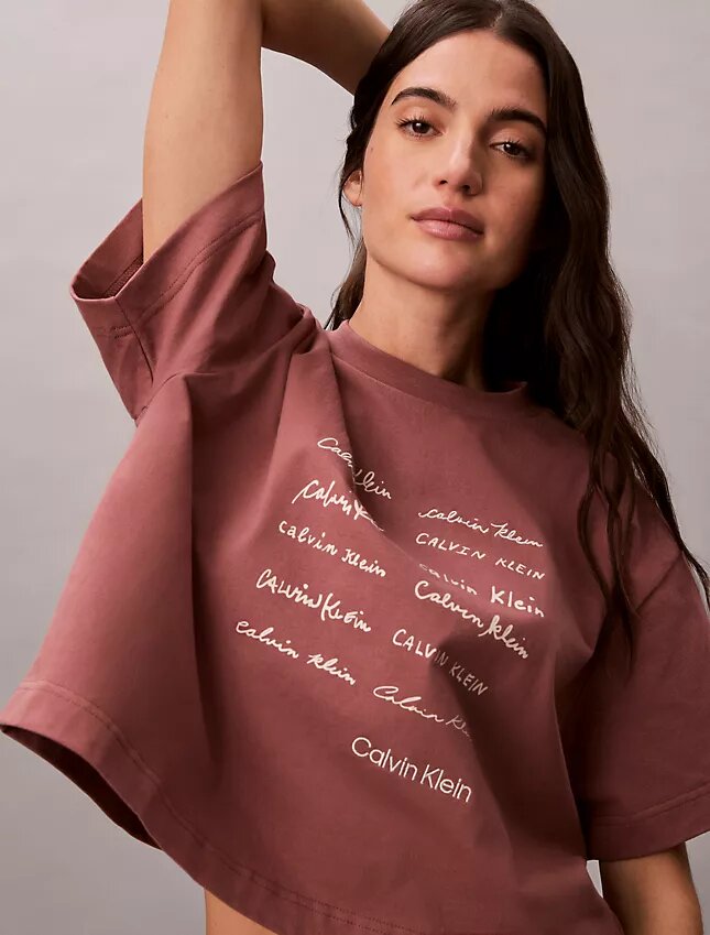 Boxy-T-Shirt mit Logo-Schriftzug Boxy-T-Shirt mit Logo-Schriftzug