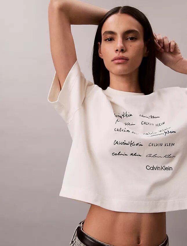 Boxy-T-Shirt mit Logo-Schriftzug Boxy-T-Shirt mit Logo-Schriftzug