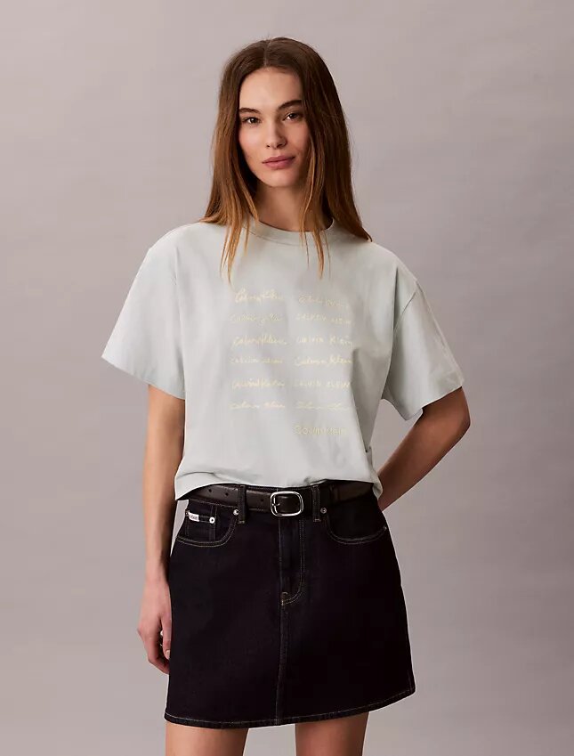 Boxy-T-Shirt mit Logo-Schriftzug Boxy-T-Shirt mit Logo-Schriftzug