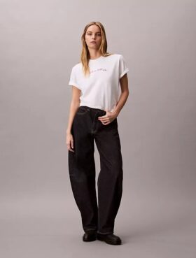 Boxy-T-Shirt mit Schriftzug-Logo
