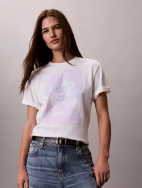 Boxy-T-Shirt mit verwaschenem Schriftzug-Logo