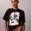 Boxy-T-Shirt mit verwaschenem Schriftzug-Logo