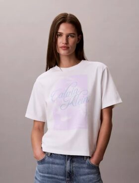 Boxy-T-Shirt mit verwaschenem Schriftzug-Logo