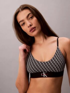 Bralette aus Microfiber mit Stretch und Monogram-Print, Unlined