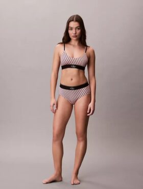 Bralette aus Microfiber mit Stretch und Monogram-Print, Unlined